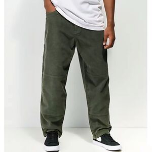 Monet Skateboards | Clipper Olive Dark Green Corduroy Skate Pants, Mens 30